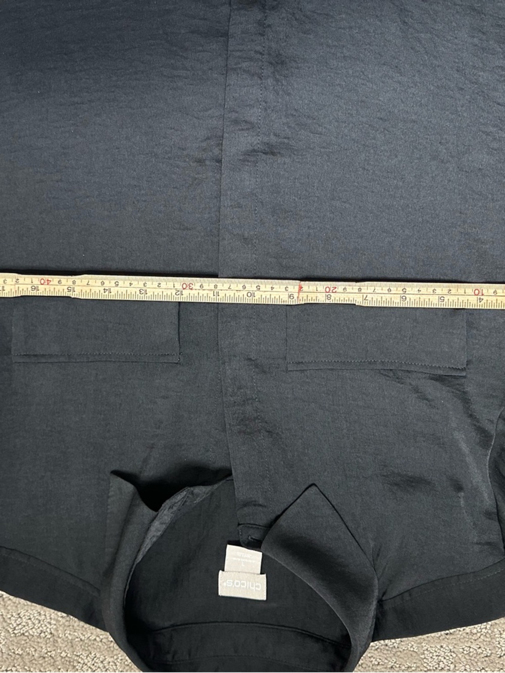 Chico’s Black Button Front Tunic Shirt Size 1 Short Sleeve Lightweight - Picture 10 of 12